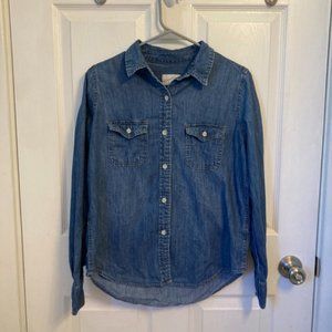 Womens Denim Button Down Shirt , Size S